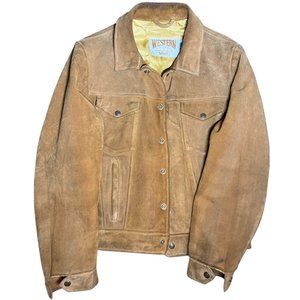 Vintage Authentic Schott Genuine Suede Trucker Jacket sz Mens 38